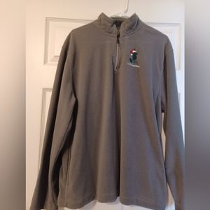Disney Womens Size L Gray 1/4 Zip Pullover with mickey in Santa hat
